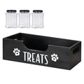 Wooden Pet Snack Storage Box with Plastic Treat Jar Food Storage Holder (Black) Happy Tails Pet Shop Store