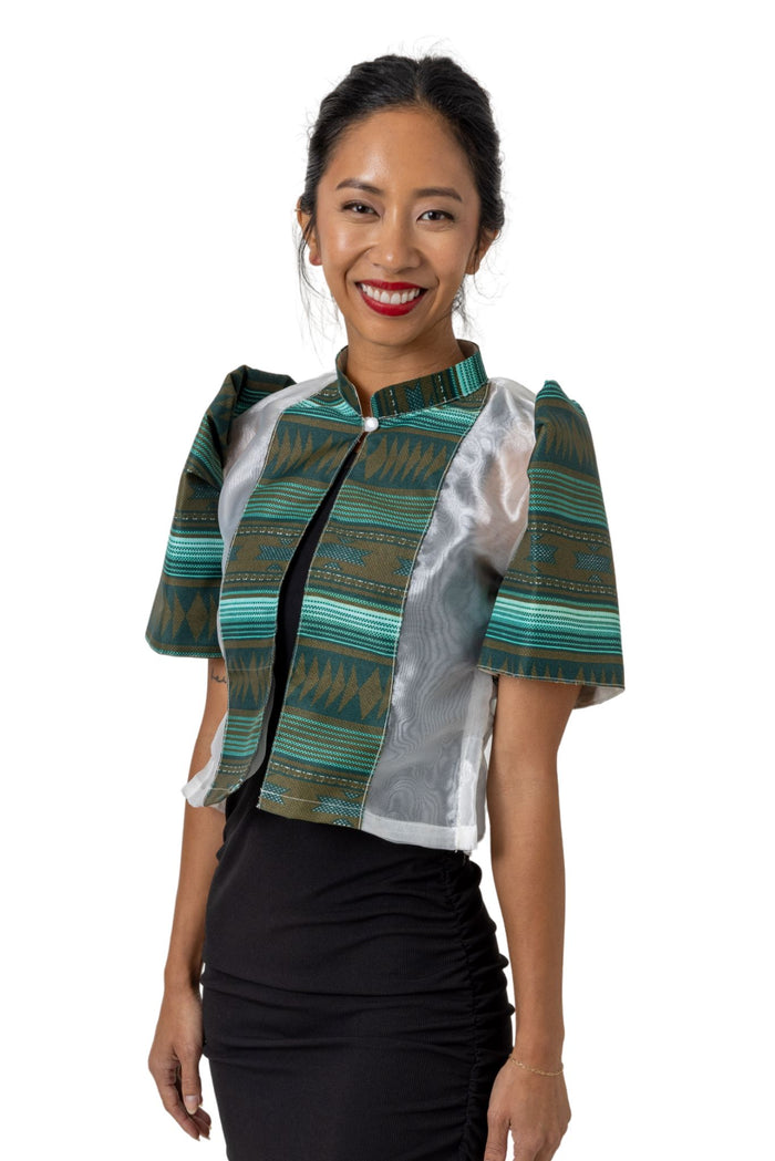 Barong Warehouse - WR19 - One-Button Bolero Ethnic Green