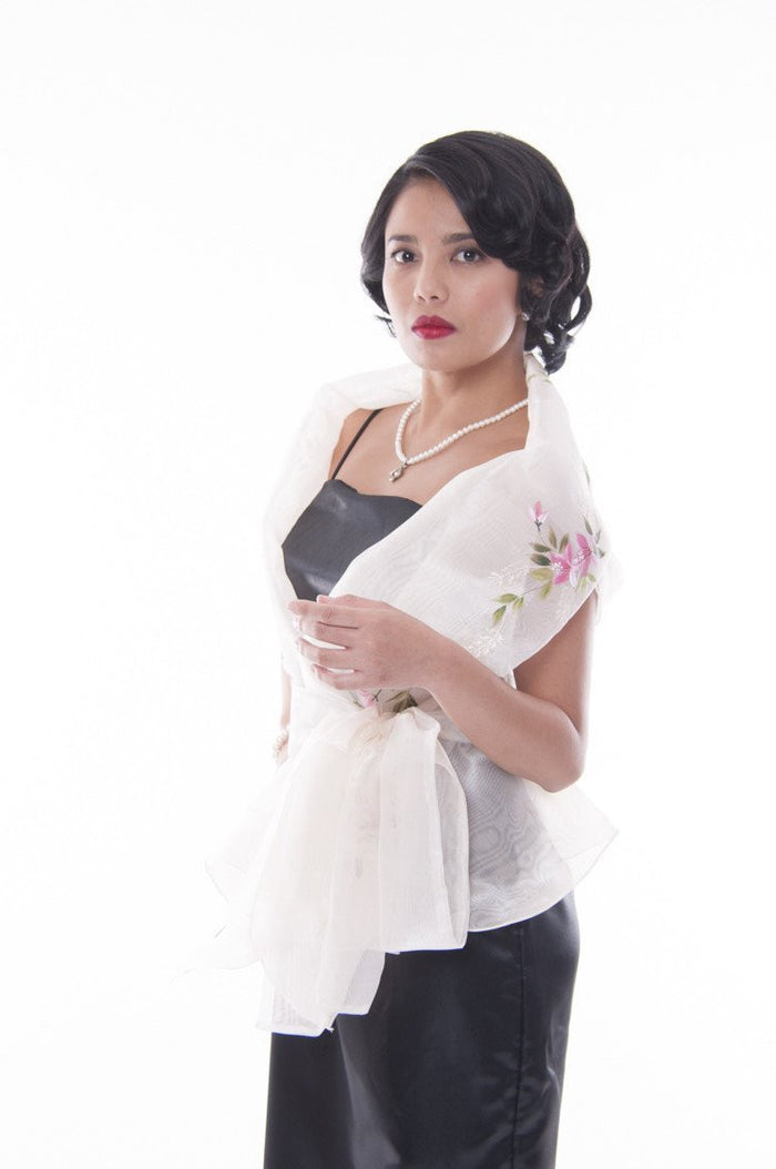 BARONG WAREHOUSE - WS11 Filipiniana Wrap-Around Beige with Fitting Gown Women's Set