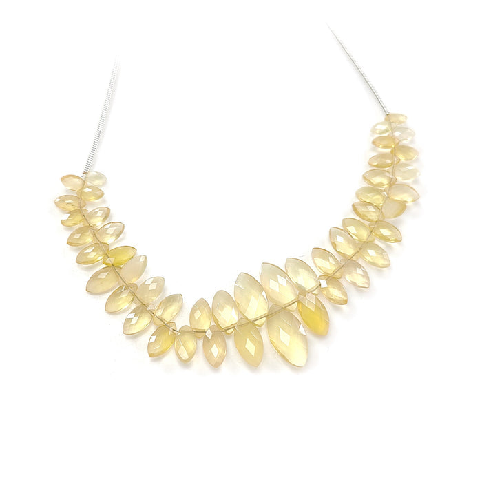 Yellow Opal Faceted Loose Beads: 23.00cts Natural Untreated Opal Gemstone Marquise Shape Both Side Cut Beads 5*2.5mm - 13*7mm 4.50" Strand