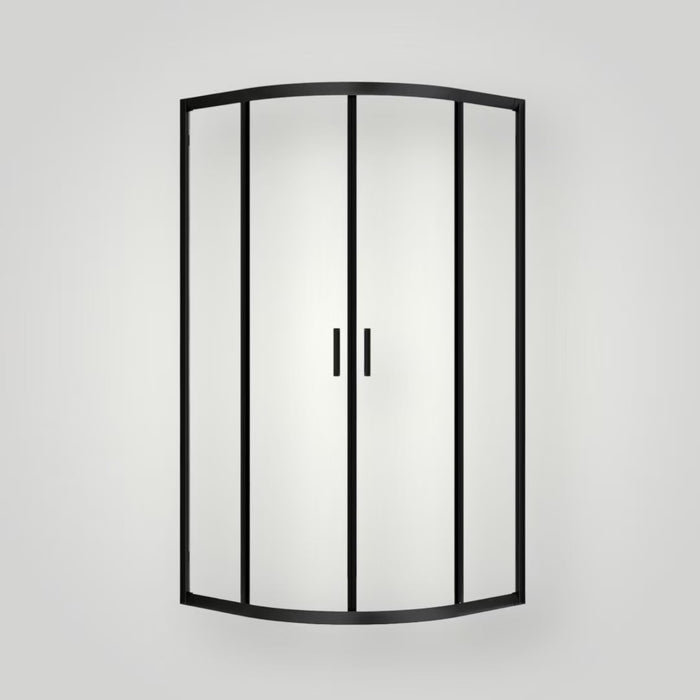 ZENITH ROUND FRONT SHOWER GLASS - twin sliding doors - Black Frame 1950mm