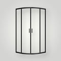 ZENITH ROUND FRONT SHOWER GLASS - twin sliding doors - Black Frame 1950mm