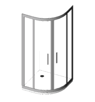 ZENITH ROUND FRONT SHOWER GLASS - twin sliding doors - Black Frame 1950mm